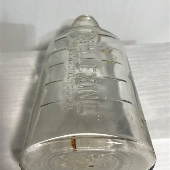 Vintage Chillexine Bottle Bell & Sons Ltd Liverpool 8 Inch Tall Clear Glass - Picture 5 of 8